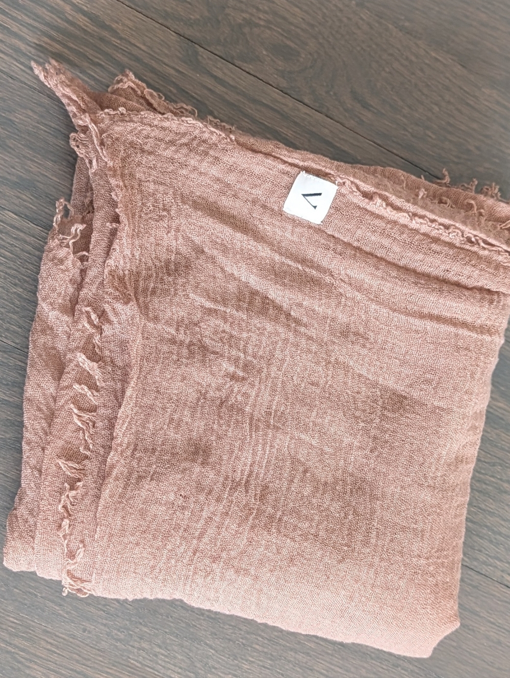 Vela Lightweight Frayed Edge Crinkle Hijab / Scarf, Dusty Neutral